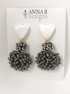Poppy Beaded Earrings | Metallic Silver