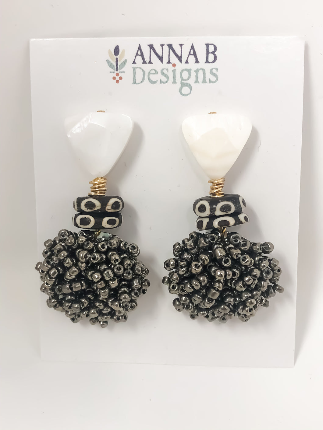 Poppy Beaded Earrings | Metallic Silver