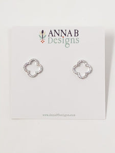 Pavé Clover Studs | Silver