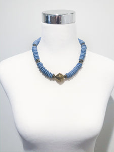 Yara Blue African Glass Necklace