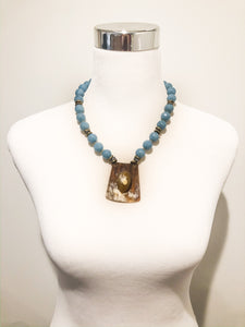 Noemi Buffalo Horn & Agate Necklace | Blue