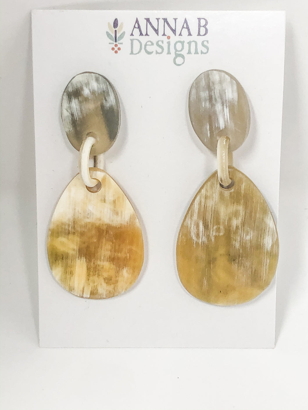 Abby Horn Earrings | Tan & Ivory