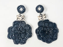 Eloise Floral Laced Earrings | Navy & Bone