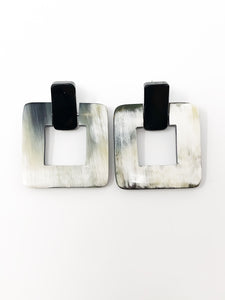 Alina Horn Earrings |  Black & White.