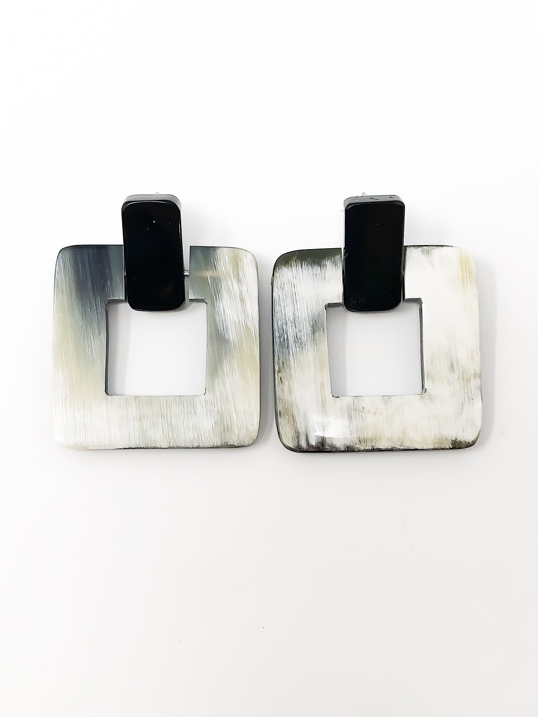 Alina Horn Earrings |  Black & White.