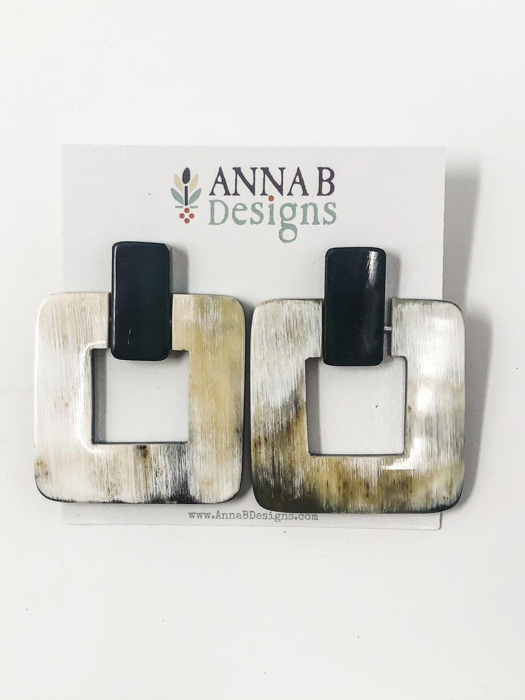 Alina Horn Earrings |  Black & White 2
