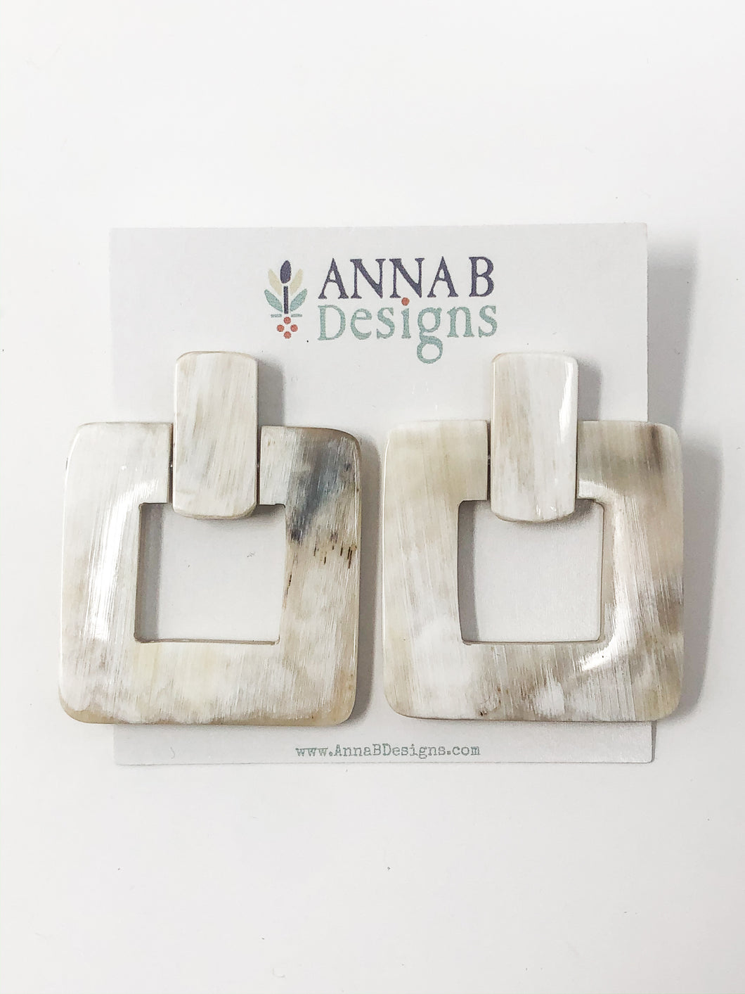 Alina Horn Earrings | Cream and Stone
