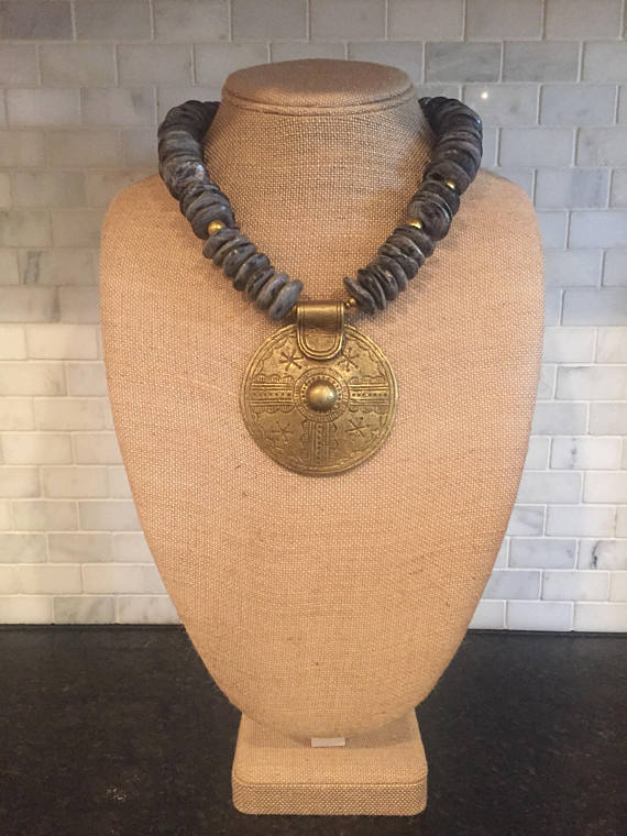 African Brass Medallion Necklace