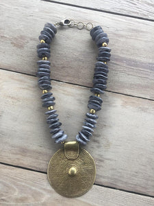 African Brass Medallion Necklace