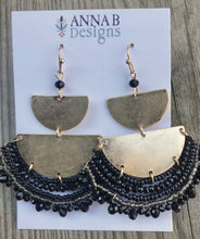 Leah Beaded Fan Earrings | Black