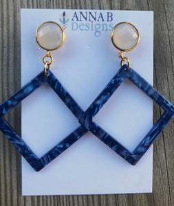 Lucille Resin Earrings-Navy