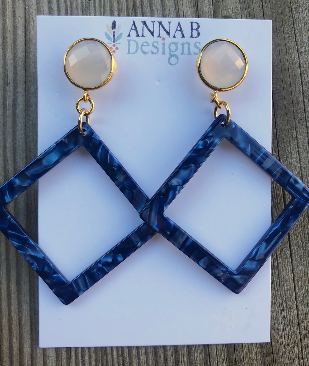 Lucille Resin Earrings-Navy