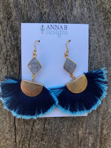 Jenn Fan Tassel Earrings- Navy