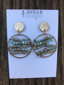Ada Beaded Earrings-Aqua + Gold