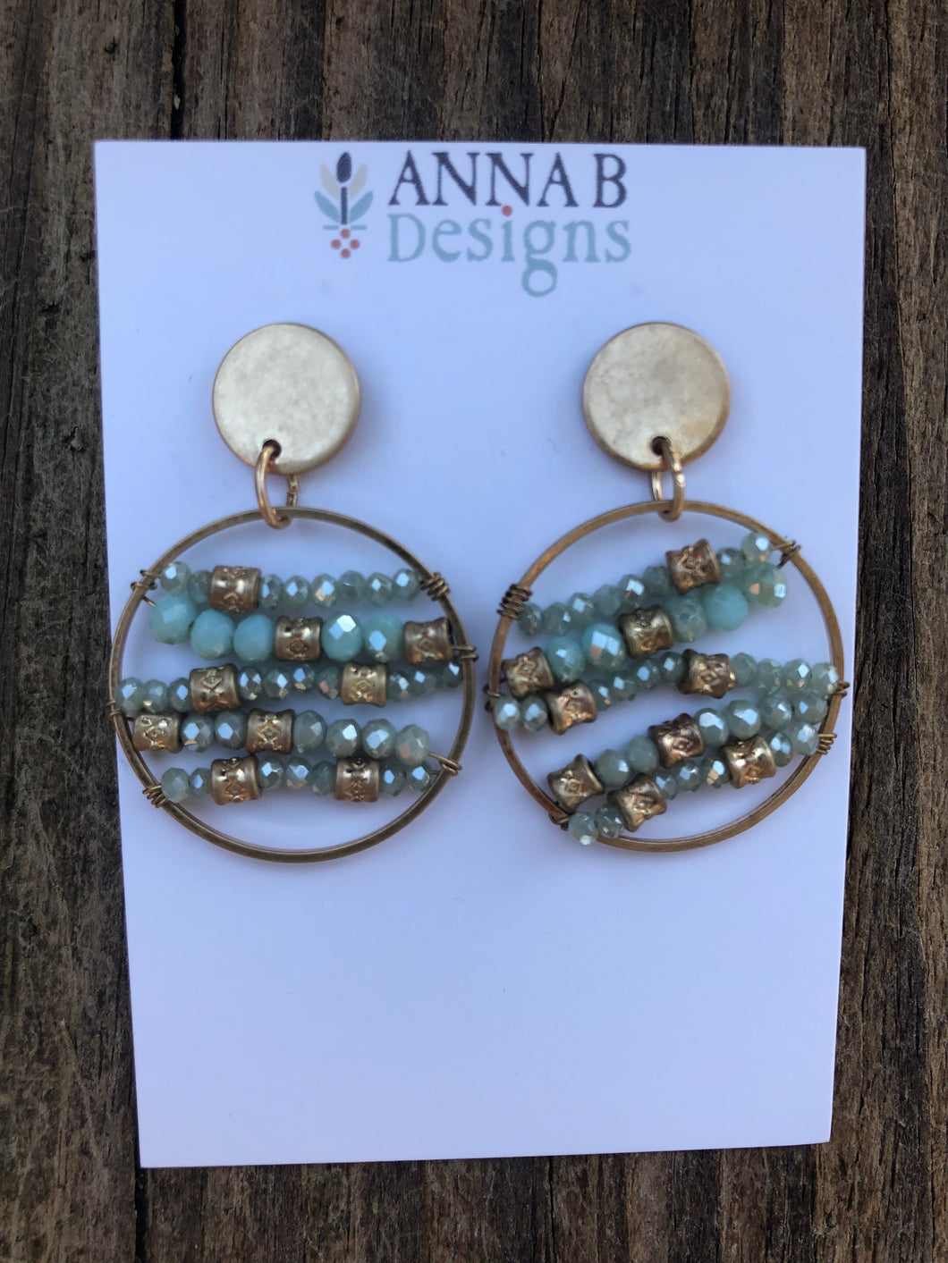 Ada Beaded Earrings-Aqua + Gold