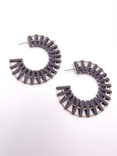 Large Suede Wrapped Gold Hoops | Slate