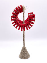 Large Suede Wrapped Gold Hoops | Red