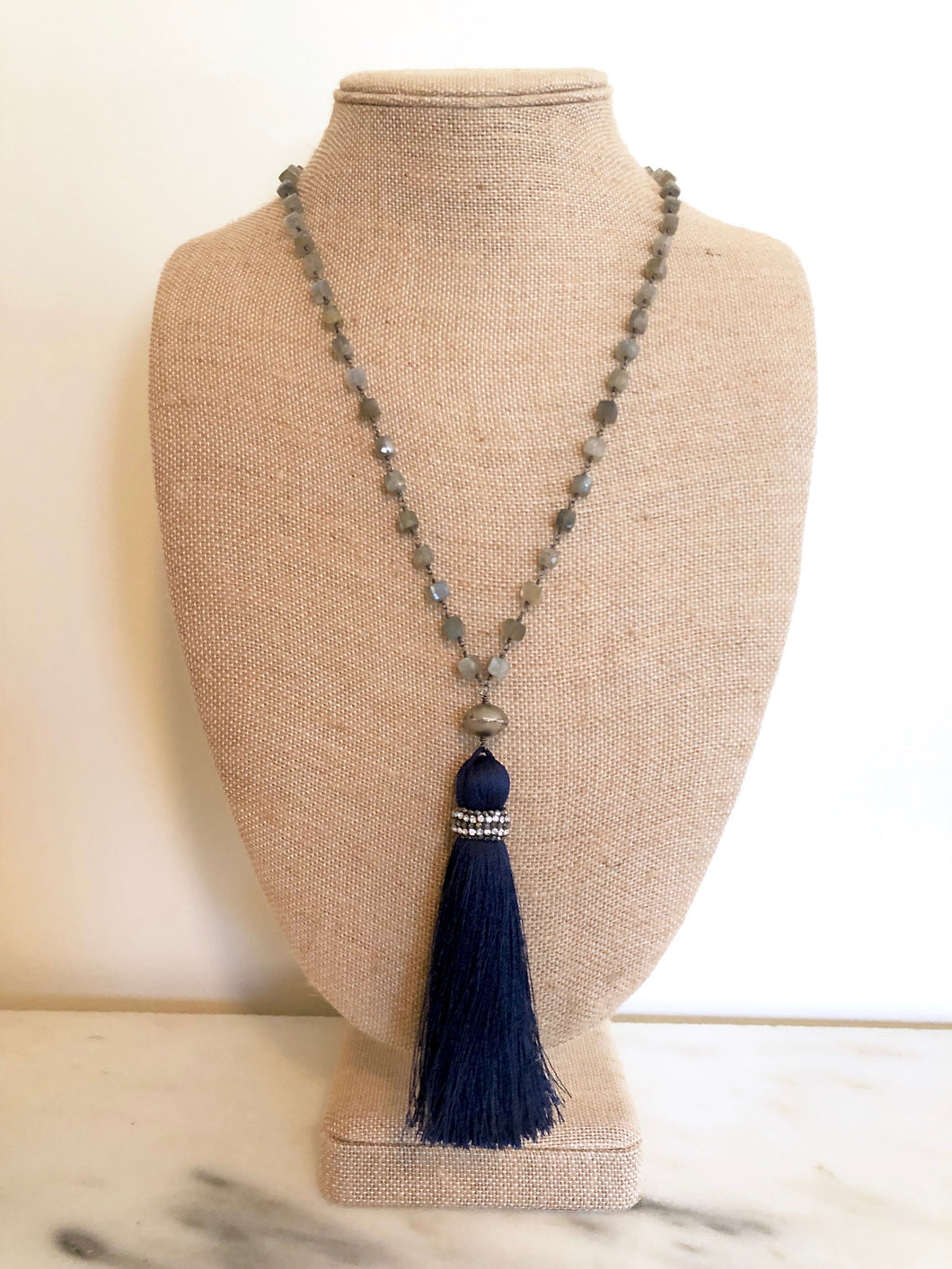 Labradorite Rosary Tassel Necklace