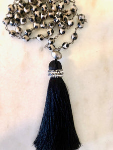 Black and White Tassel Necklace