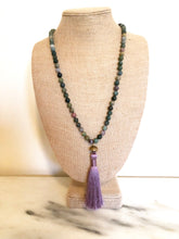 Green Jasper Beaded Tassel Necklace