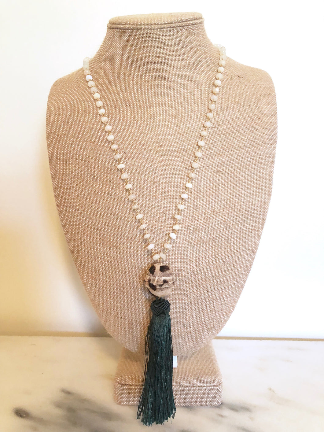 Opal Rosary Tassel Necklace