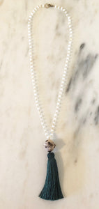 Opal Rosary Tassel Necklace
