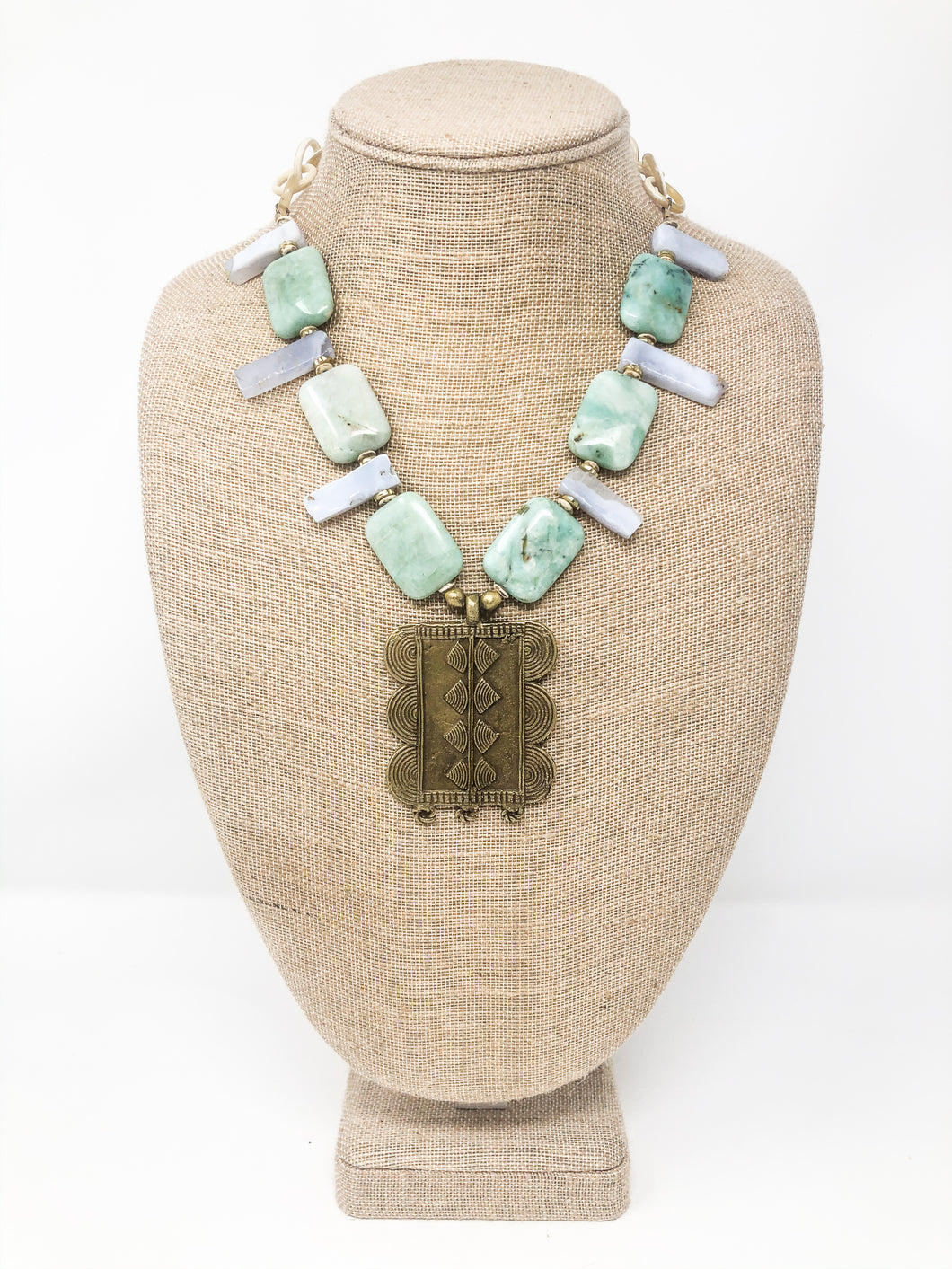 Alora Amazonite and Brass Necklace