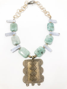 Alora Amazonite and Brass Necklace