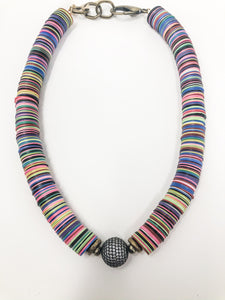 Alia Vinyl and Pave Bead Necklace