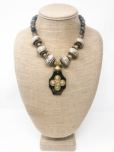 Avalyn Horn Pendant and Brass Necklace