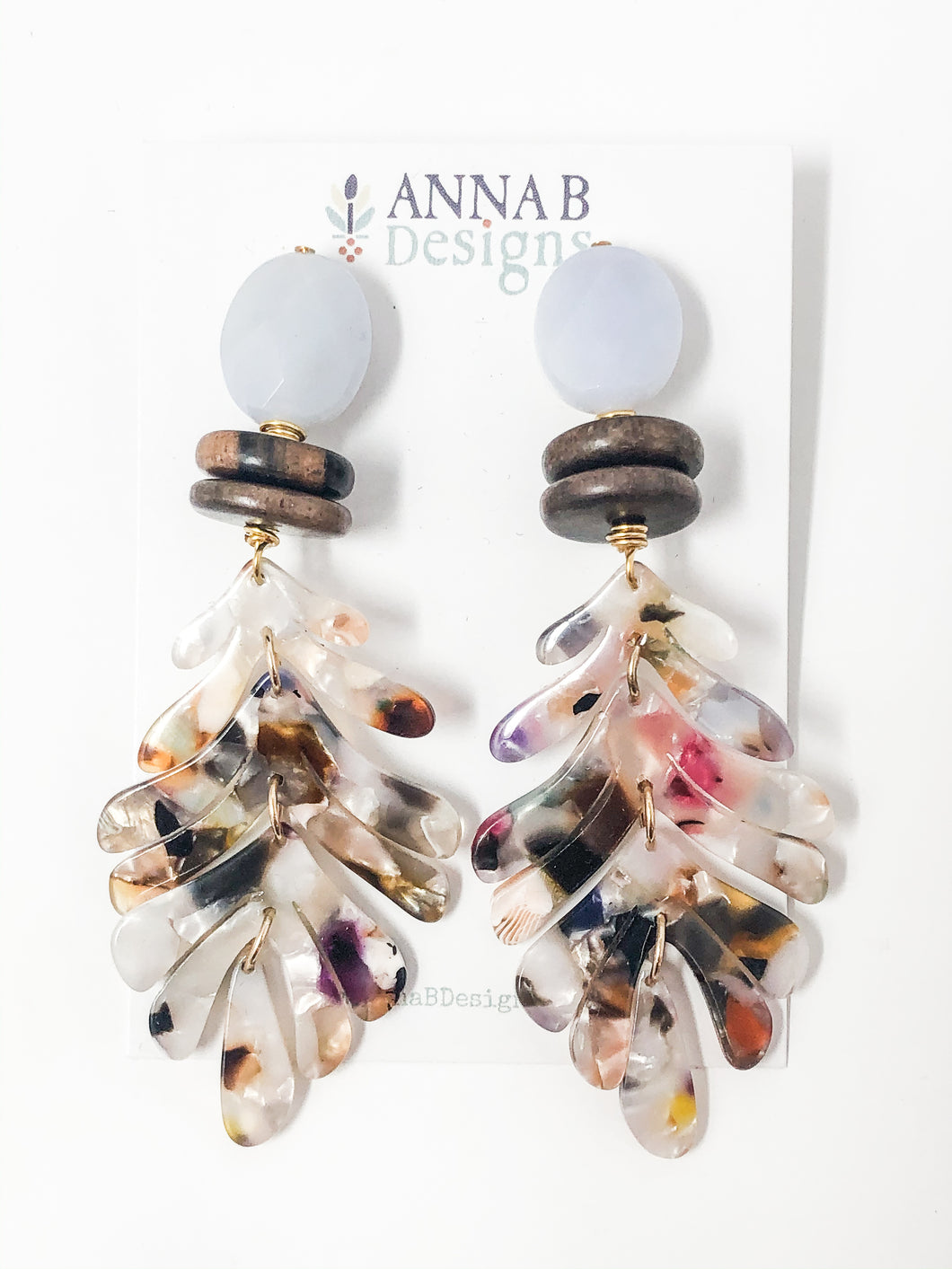Tamara Acrylic Earrings | White & Multi