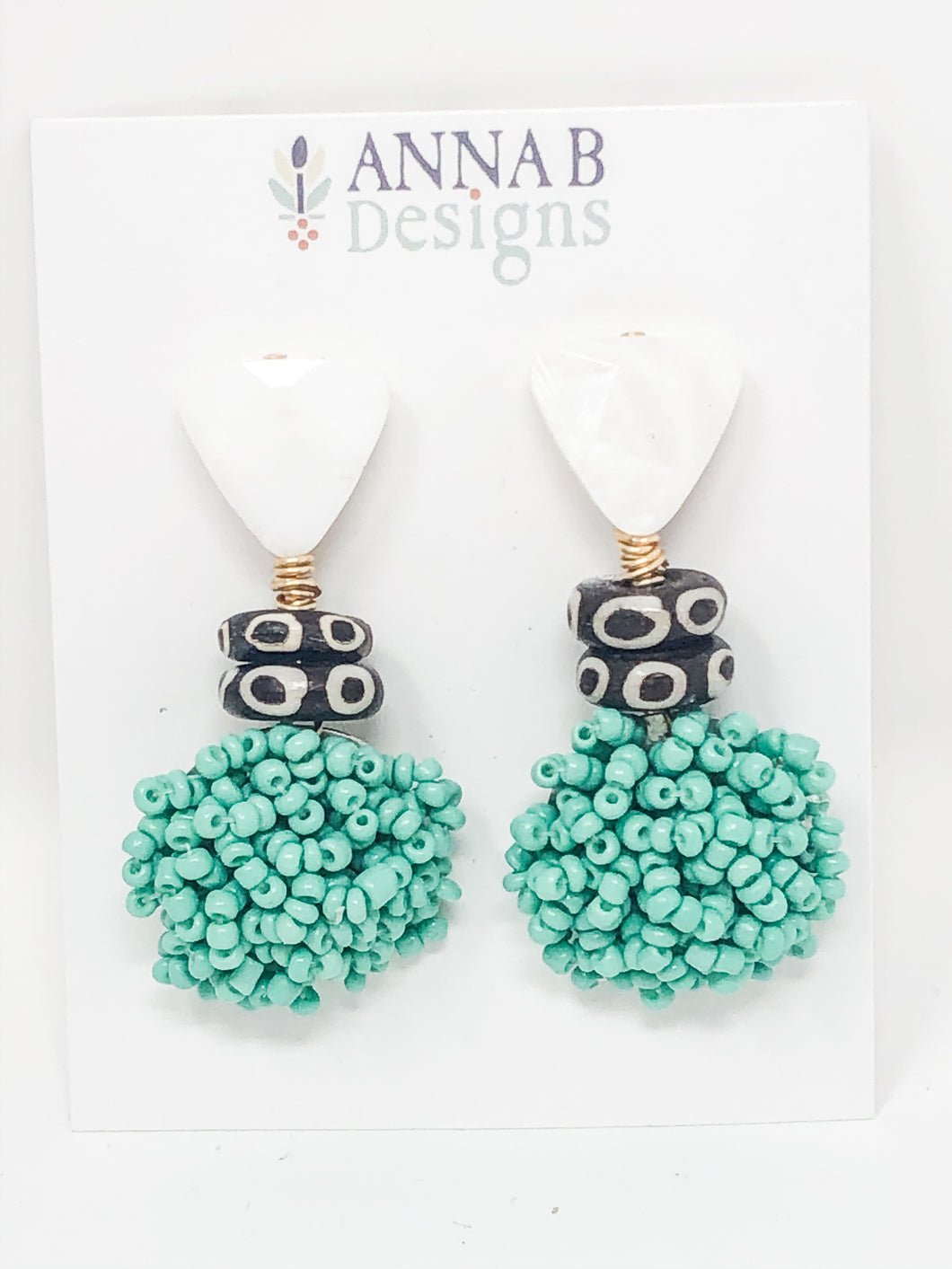 Poppy Beaded Earrings | Aqua