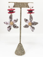Pua Floral Earrings | Gray & Red