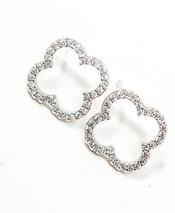 Pavé Clover Studs | Silver
