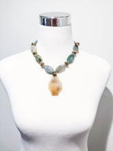 Cara Green Agate and Brass Necklace