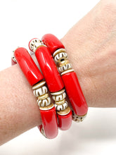 Acrylic + Bone Stretch Bracelets | Red