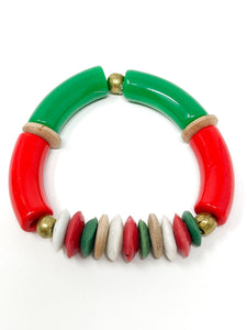 Acrylic + Glass Stretch Bracelets | Holiday Multi