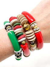 Acrylic + Bone Stretch Bracelets | Red