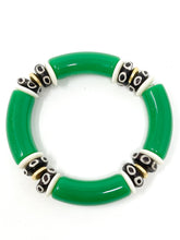 Acrylic + Bone Stretch Bracelets | Green