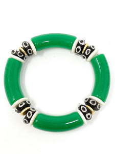 Acrylic + Bone Stretch Bracelets | Green