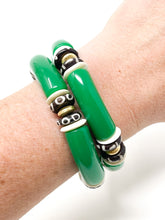Acrylic + Bone Stretch Bracelets | Green