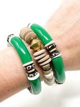 Acrylic + Bone Stretch Bracelets | Green