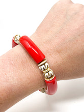 Acrylic + Bone Stretch Bracelets | Red