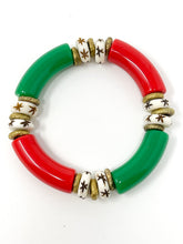 Acrylic + Bone Stretch Bracelets | Red + Green