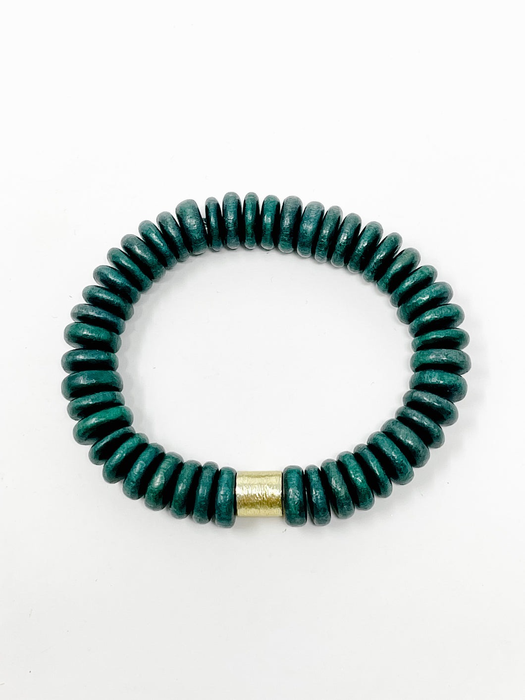Wooden Stretch bracelet | Dark green