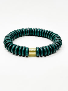 Wooden Stretch bracelet | Dark green
