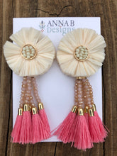 Raffia Flower Earrings- Ivory, Blush, Pink