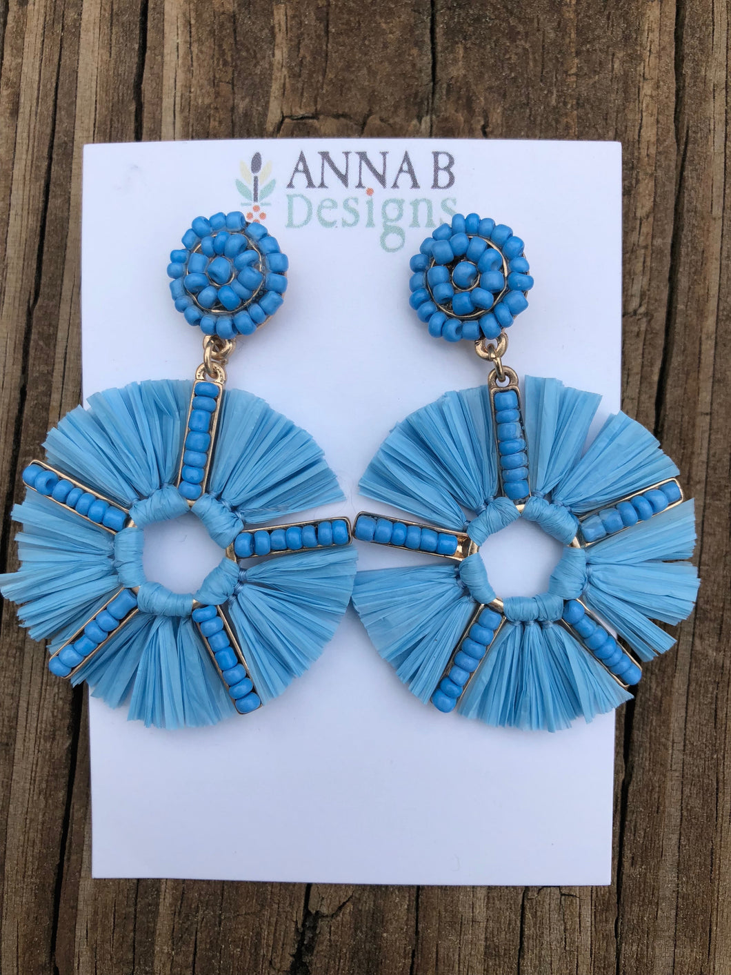 Raffia Earrings- Blue