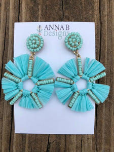 Raffia Earrings- Aqua