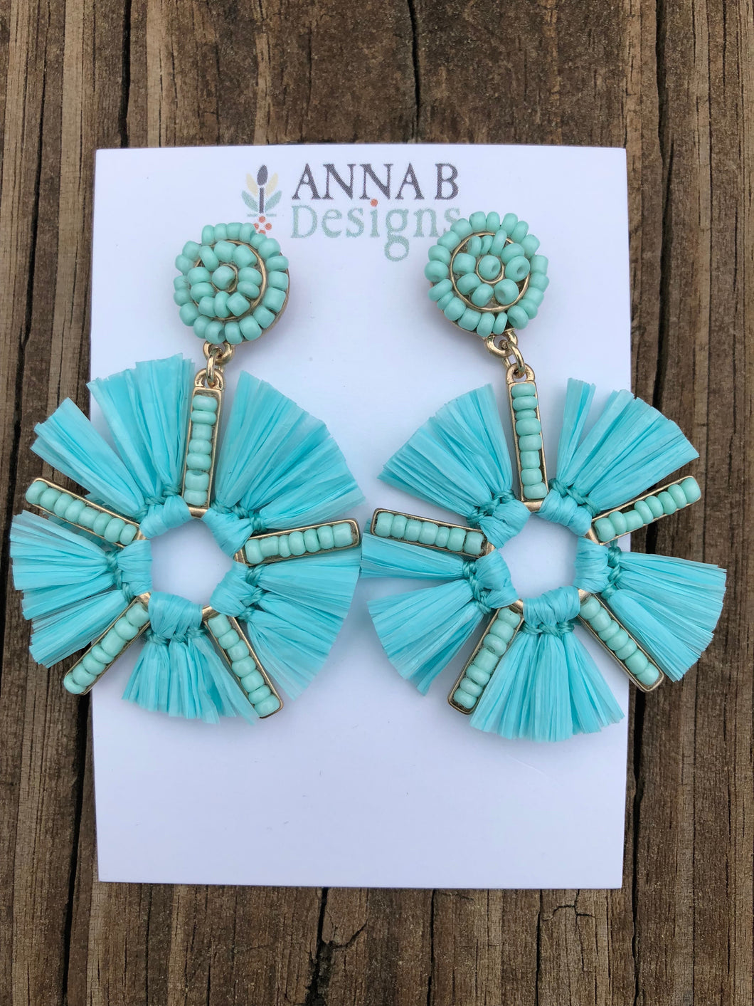 Raffia Earrings- Aqua